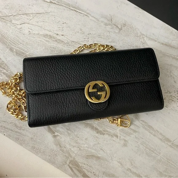 GUCCI GG Interlocking Long Wallet-Crossbody Bag Black - Picture 4 of 15